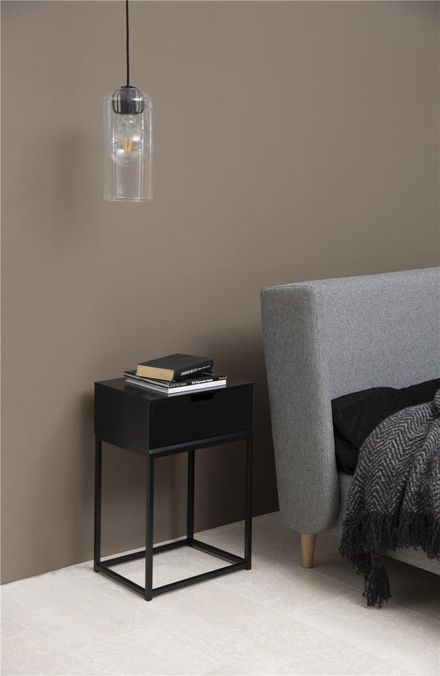 Noptiera din MDF si metal, cu 1 sertar Mitra II Negru, l40xA30xH61,5 cm (1)