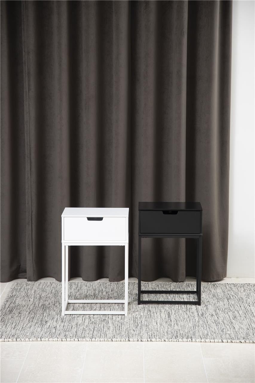 Noptiera din MDF si metal, cu 1 sertar Mitra II Negru, l40xA30xH61,5 cm (2)