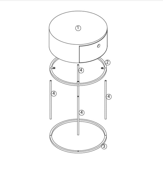 Noptiera din MDF si metal, cu 1 sertar Polo Negru, Ø40xH51 cm (7)