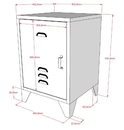 Noptiera din metal, cu 1 usa, Bronxx Verde Olive, l40xA40xH60,5 cm (2)