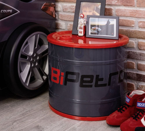 Noptiera din metal, pentru copii, Champion Racer Rosu / Gri, Ø41xH36 cm