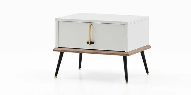 Dogtas Noptiera din pal cu 1 sertar Larina Alb / Natur, l58,4xA43xH43,5 cm