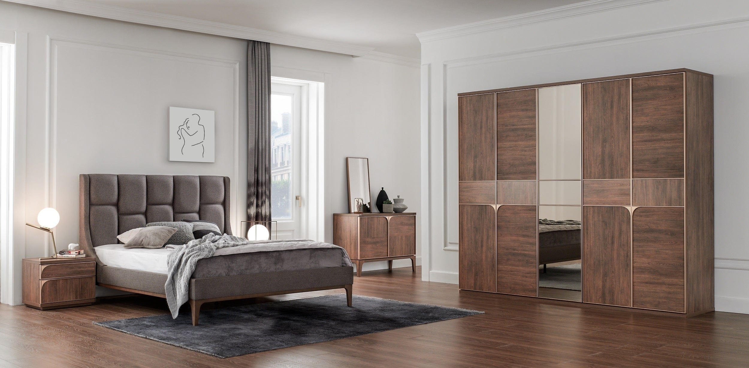 Dogtas Noptiera din pal cu 2 sertare Gold Nuc, l55xA41,6xH45,6 cm