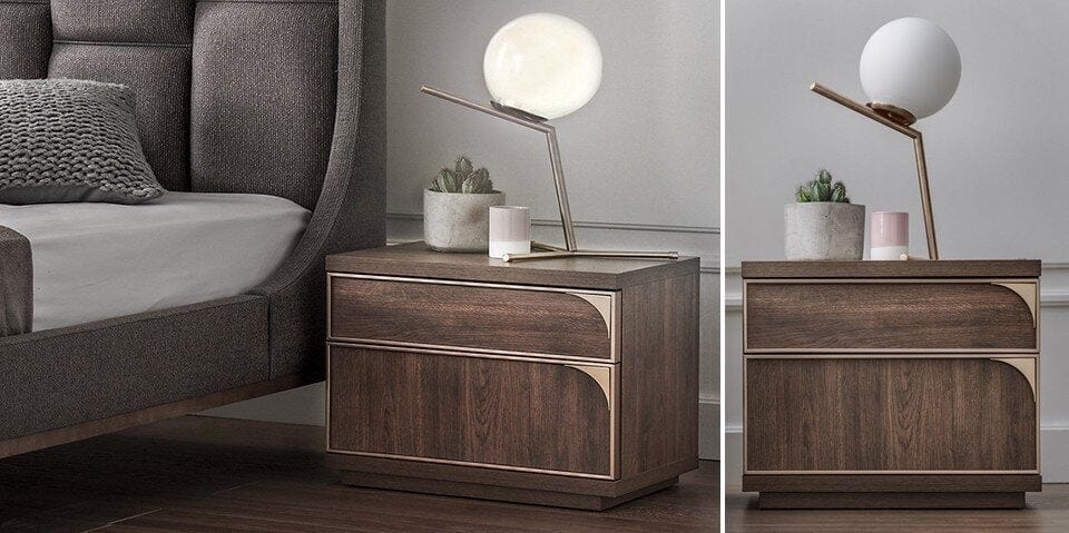 Dogtas Noptiera din pal cu 2 sertare Gold Nuc, l55xA41,6xH45,6 cm