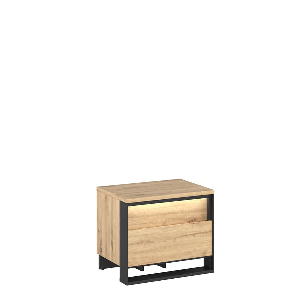 Lenart Noptiera din pal cu 2 sertare Quant 03 Stejar Artisan / Negru, l55xA41xH48 cm