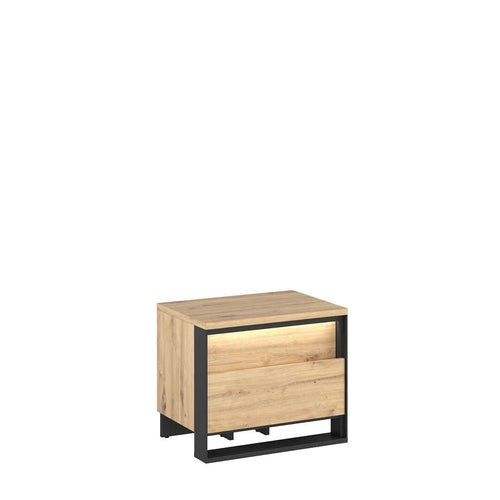 Lenart Noptiera din pal cu 2 sertare Quant 03 Stejar Artisan / Negru, l55xA41xH48 cm