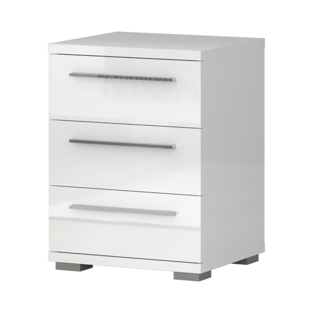 Jela Noptiera din pal, cu 3 sertare, Piano NS3/PN Tall Alb, l45xA40xH61 cm