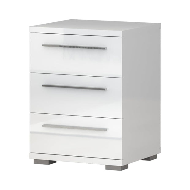 Jela Noptiera din pal, cu 3 sertare, Piano NS3/PN Tall Alb, l45xA40xH61 cm