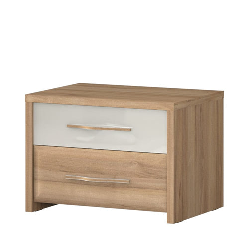 Jela Noptiera din pal si MDF, cu 2 sertare, Gala Bej / Nuc Pacific, l57xA41xH41 cm
