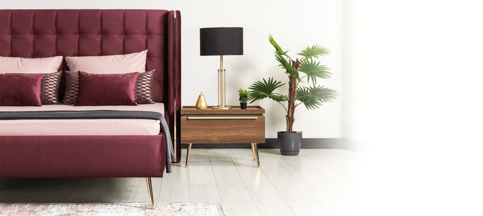 Serhat Noptiera din pal si metal cu 1 sertar Pietro Nuc / Auriu, l66xA46xH47 cm