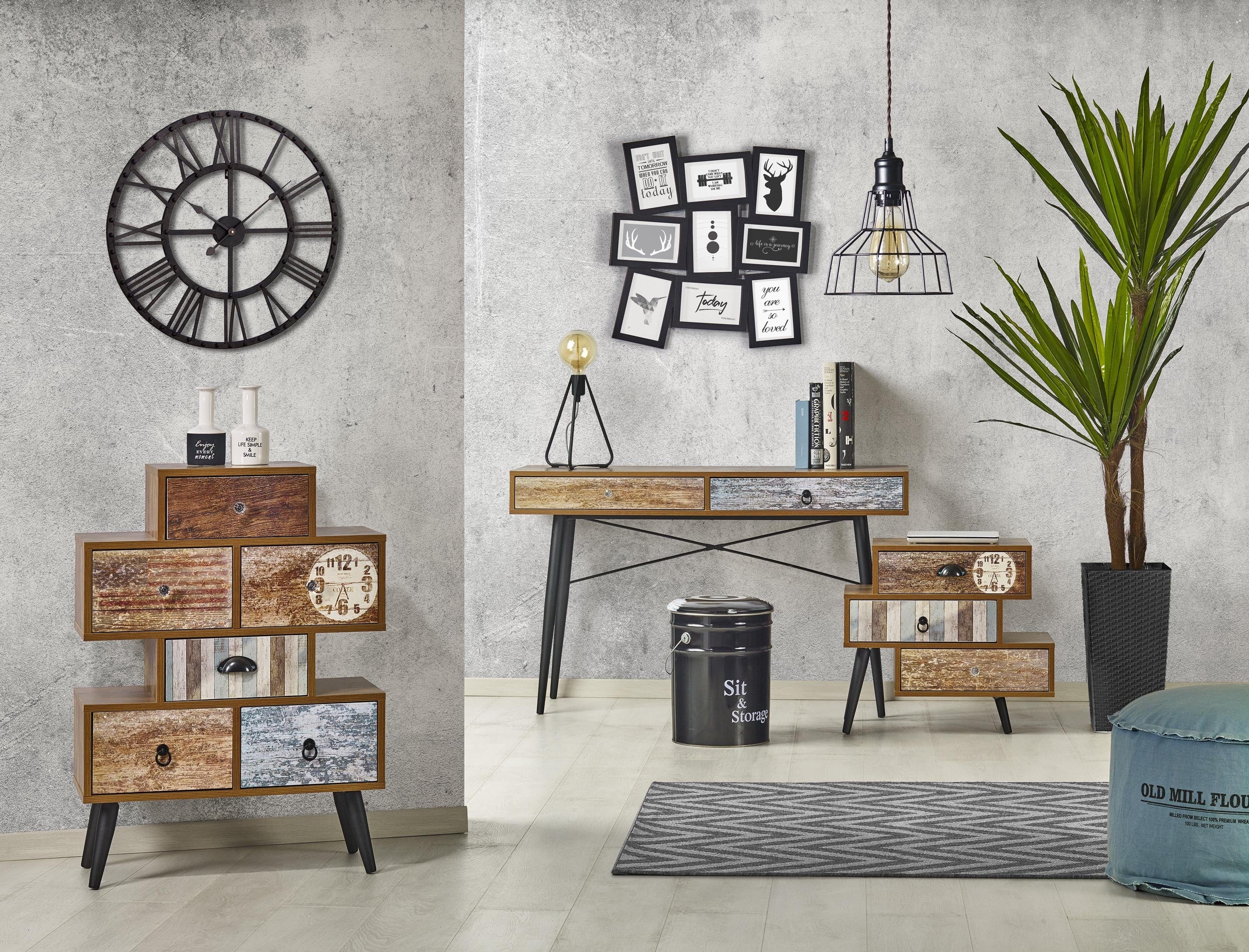 Halmar Noptiera din pal si metal, cu 3 sertare Mezani KM-1 Multicolor, l59xA29xH53 cm