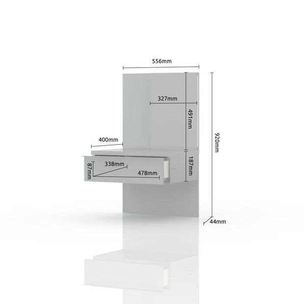 Noptiera suspendata din pal, cu 1 sertar si LED inclus, Onyx Antracit / Nuc Pacific, l56xA41xH92 cm (2)