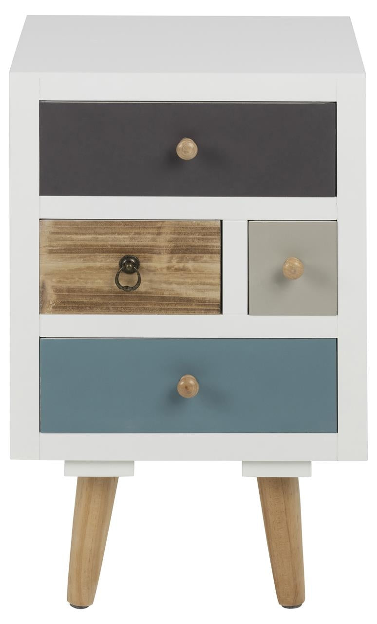 Noptiera din MDF si lemn, cu 4 sertare Thais Multicolor, l36xA30xH59 cm (3)