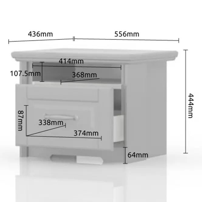 Set Mobila Dormitor din pal si MDF, cu pat 200 x 180 cm, 5 piese Evergreen Large Ivoir Mat / Pin Polar (10)