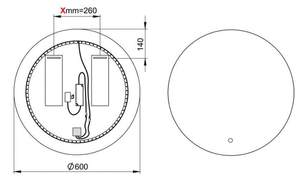 Oglinda Baie Luna Small Negru cu Iluminare Led, IP21, Rotunda Ø60 cm (3)