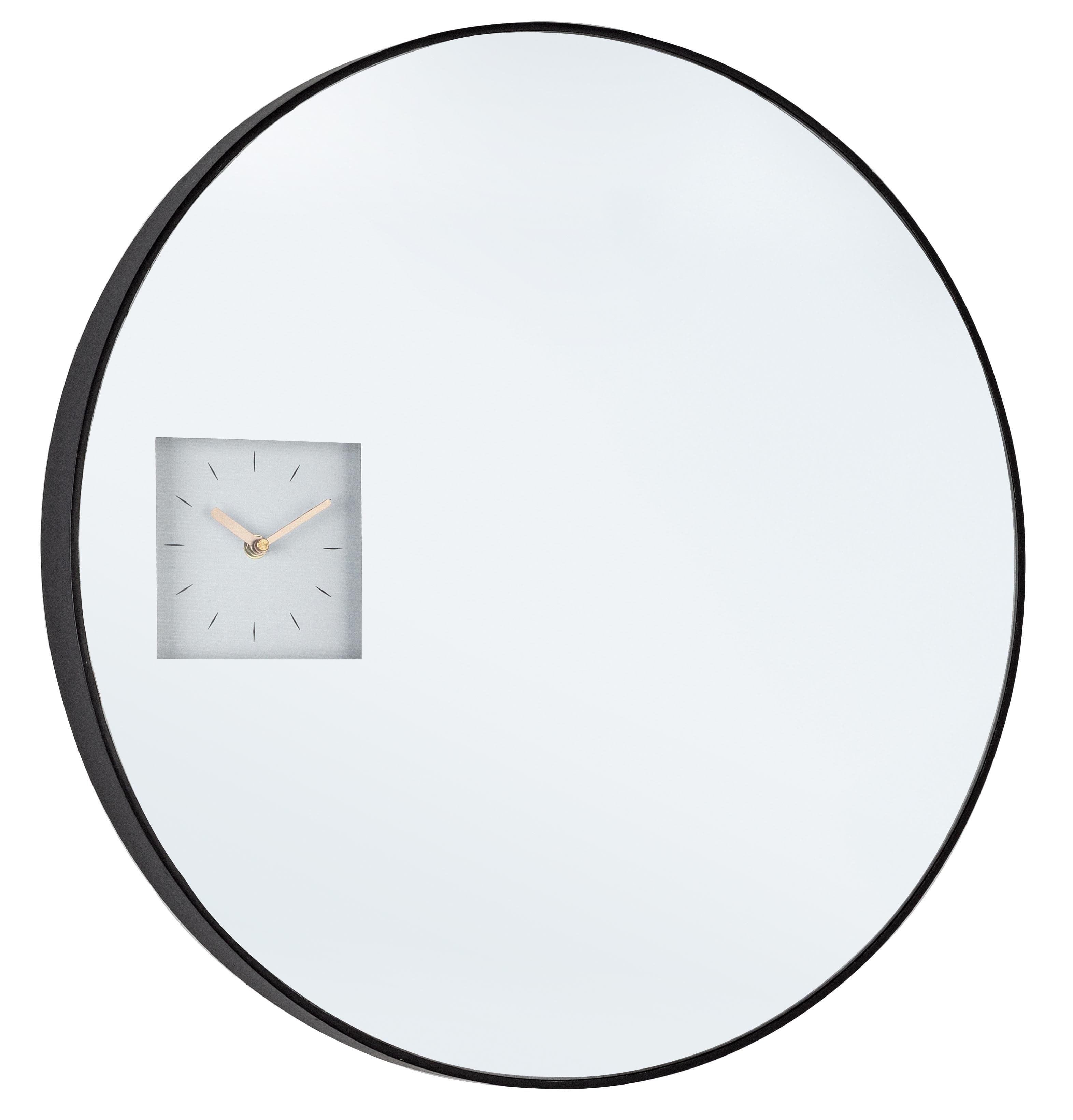 Bizzotto Oglinda decorativa cu ceas si rama din MDF Glace Negru, Ø60 cm