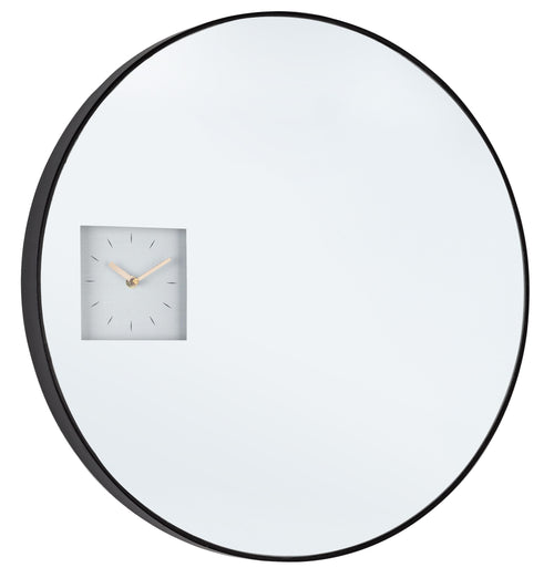 Bizzotto Oglinda decorativa cu ceas si rama din MDF Glace Negru, Ø60 cm