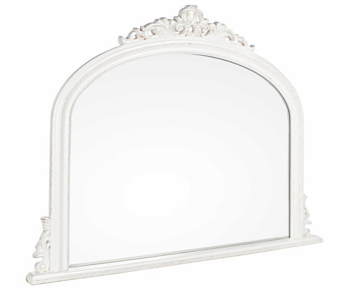 Oglinda decorativa cu rama din lemn de Paulownia, Miro F Alb Antichizat, l120xH90 cm