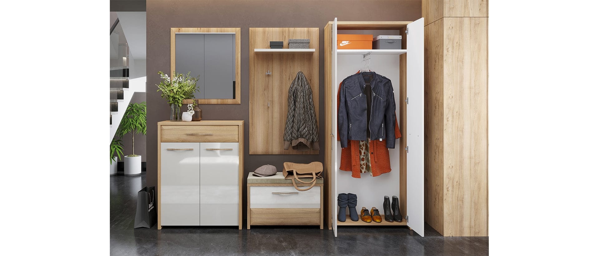 Oglinda decorativa cu rama din MDF, Gala Nuc Pacific, l70xH76 cm (2)