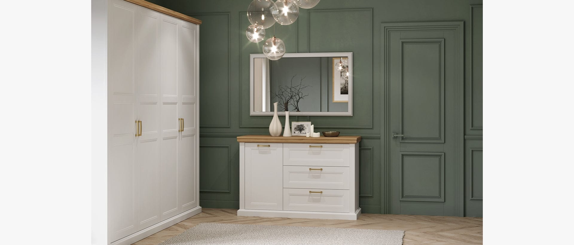 Oglinda decorativa cu rama din MDF, Tara Alb Mat, l125xH75 cm (1)