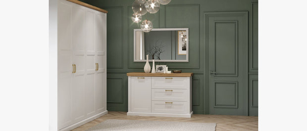 Oglinda decorativa cu rama din MDF, Tara Alb Mat, l125xH75 cm (1)