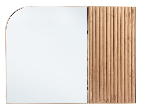 Oglinda decorativa cu rama din metal si stofa Rayn Velvet Auriu, l90xH90 cm