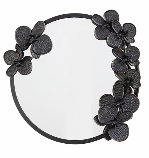 Oglinda decorativa cu rama metalica, Rushil Negru / Auriu, l70xH63 cm