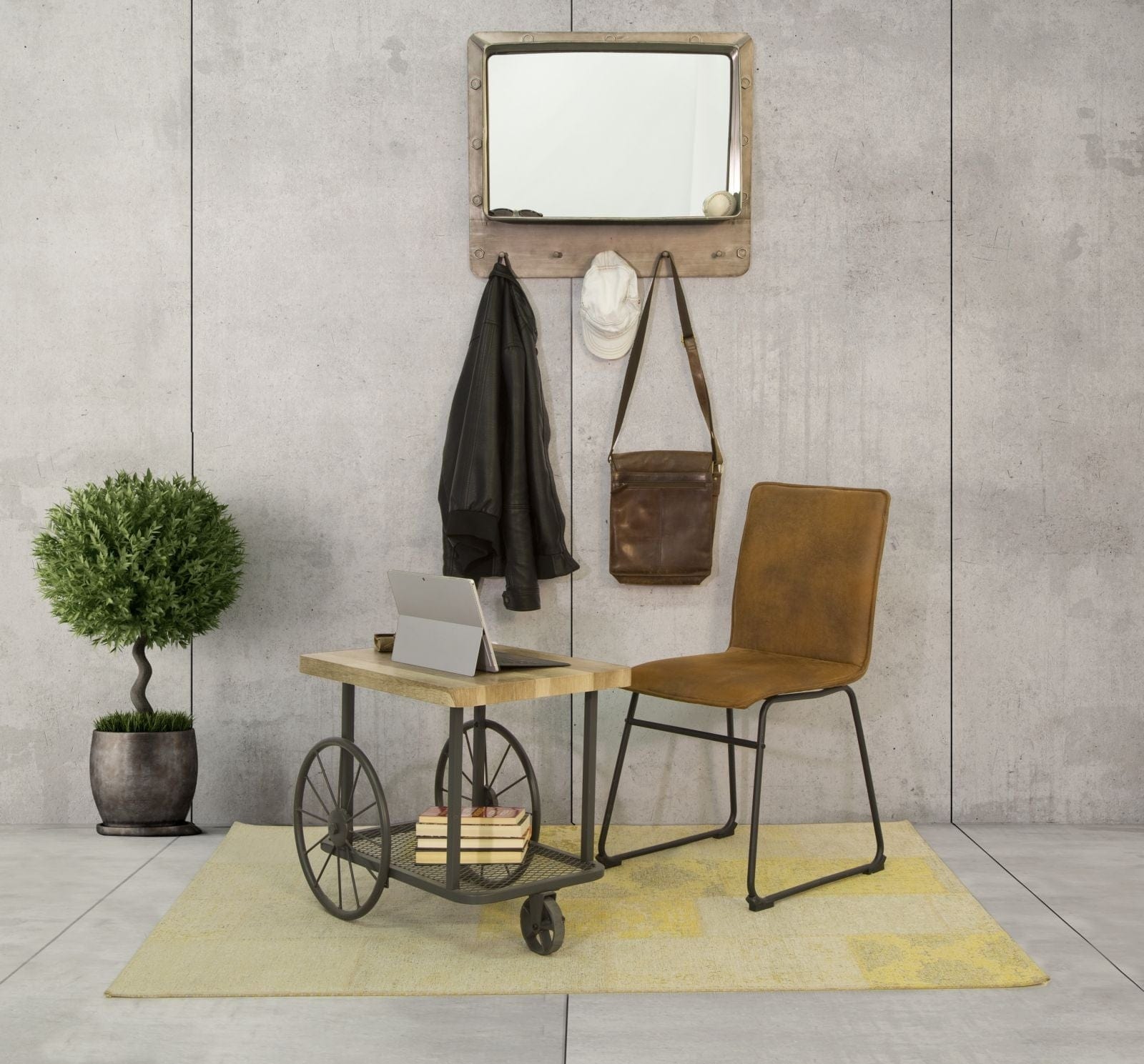 Oglinda decorativa din metal Bolt Gri inchis, l70xA19,5xH60 cm (8)