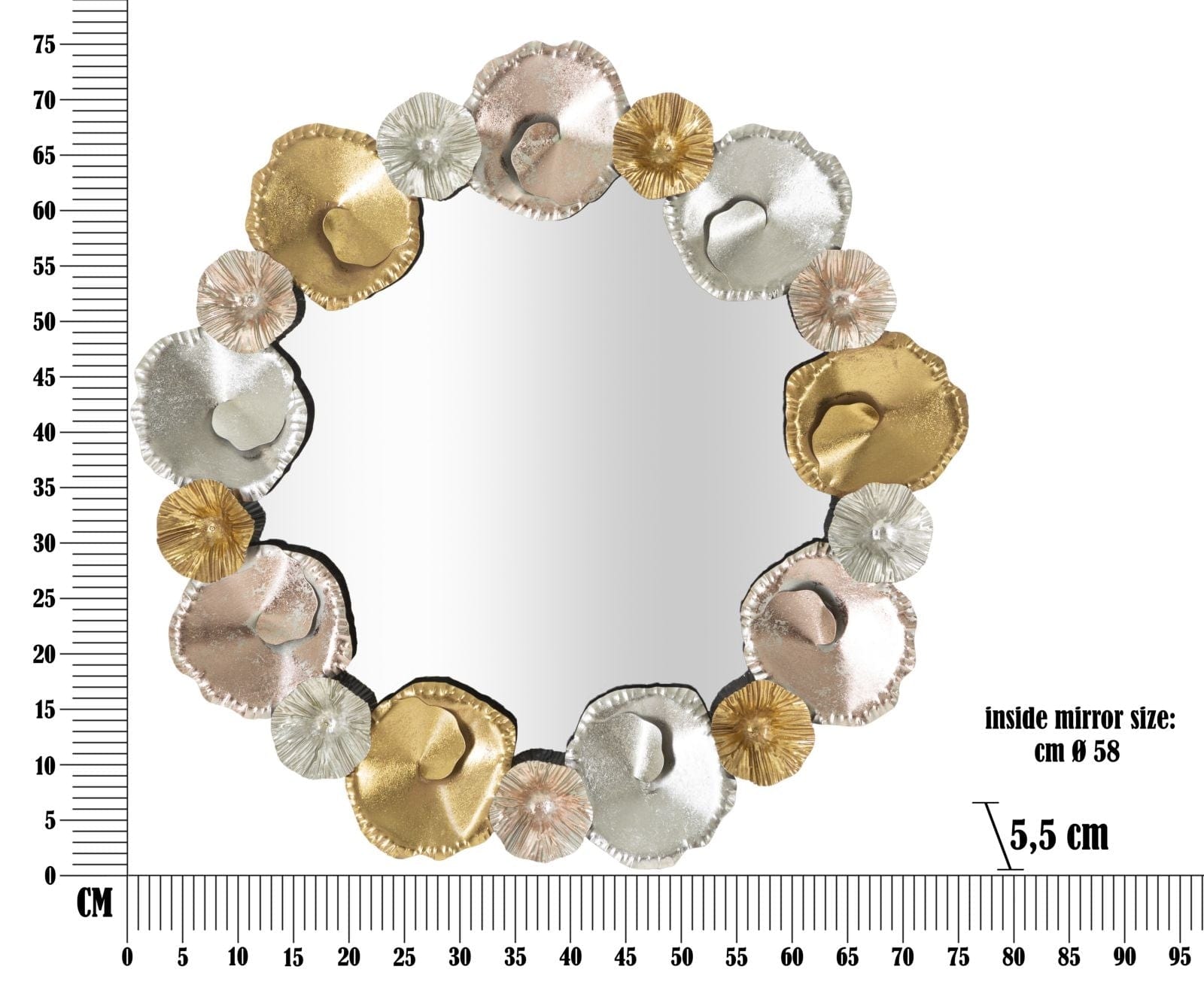 Oglinda decorativa din metal, Mixy Multicolor, Ø75,5 cm (5)