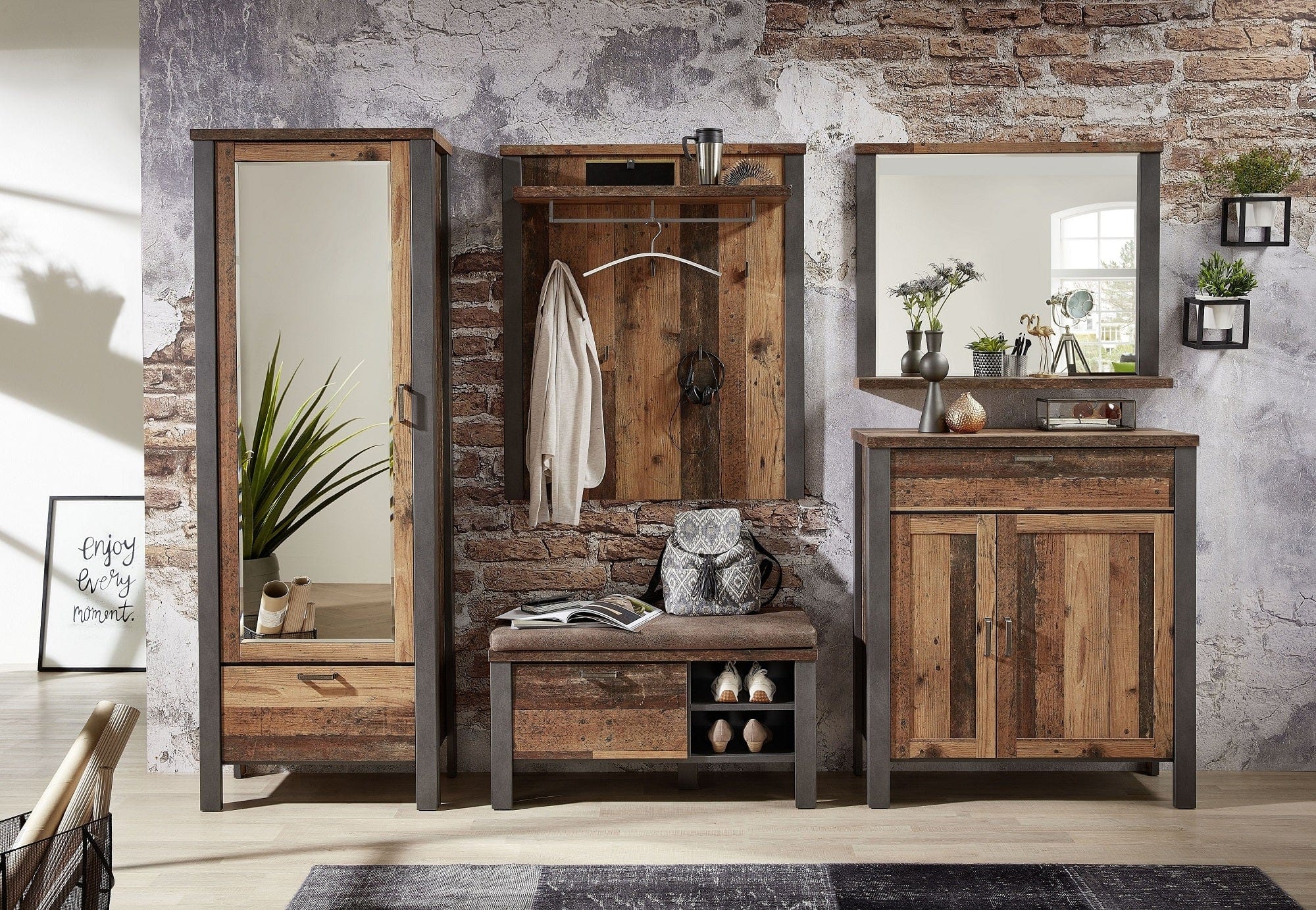 Innostyle Oglinda decorativa din pal Chelsea Large Natural / Grafit, l94xH75 cm