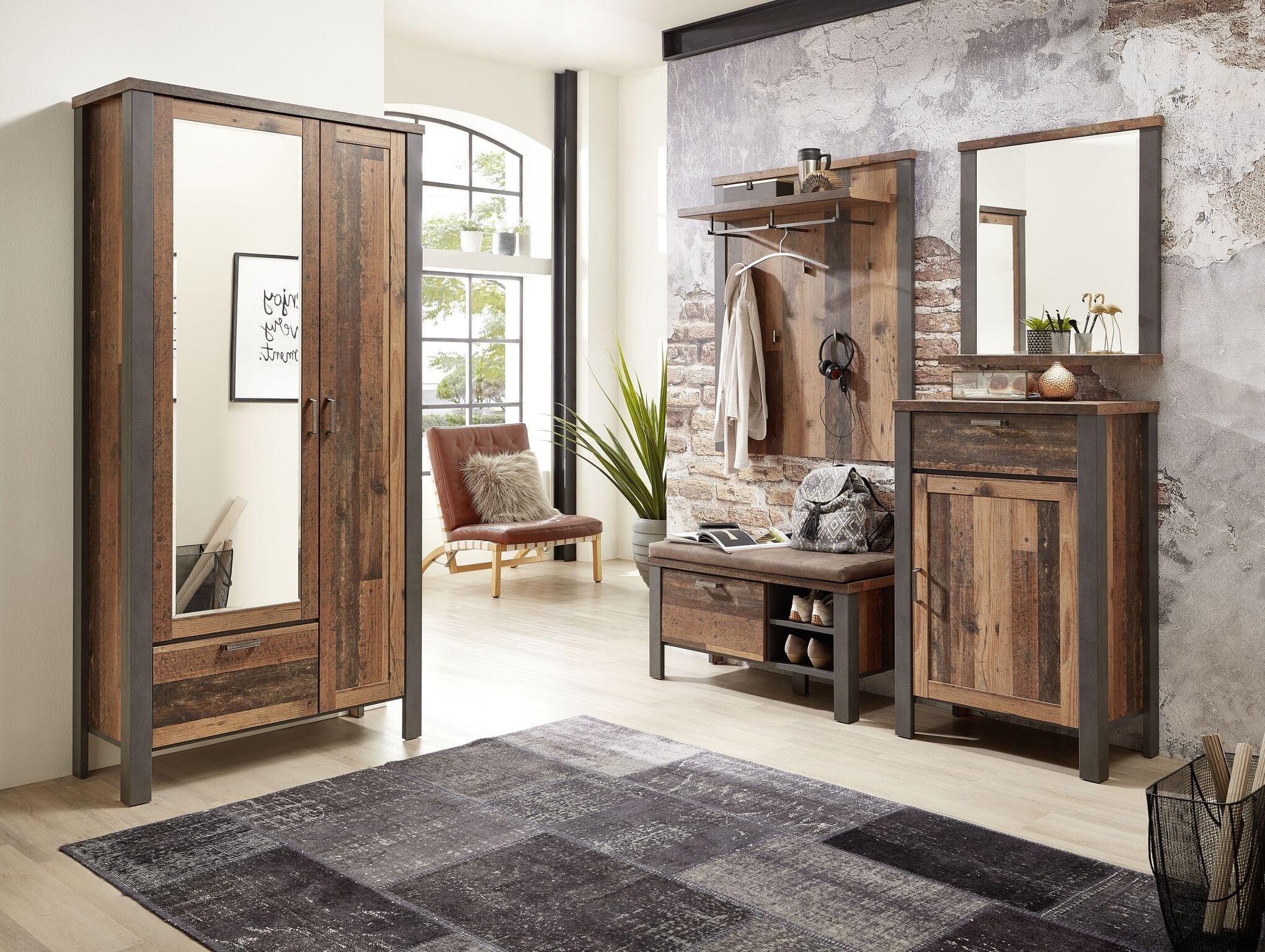 Innostyle Oglinda decorativa din pal Chelsea Large Natural / Grafit, l94xH75 cm