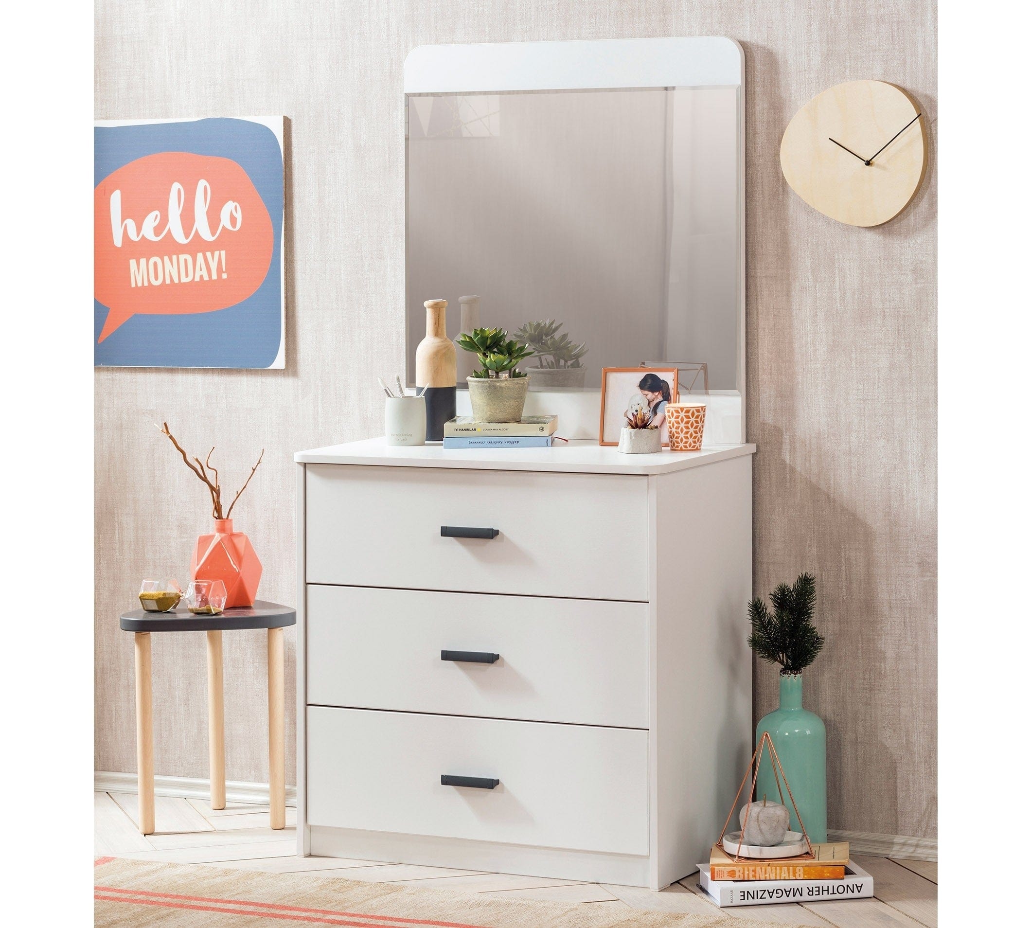 Oglinda decorativa din pal pentru tineret White, l71xA3xH75 cm (1)