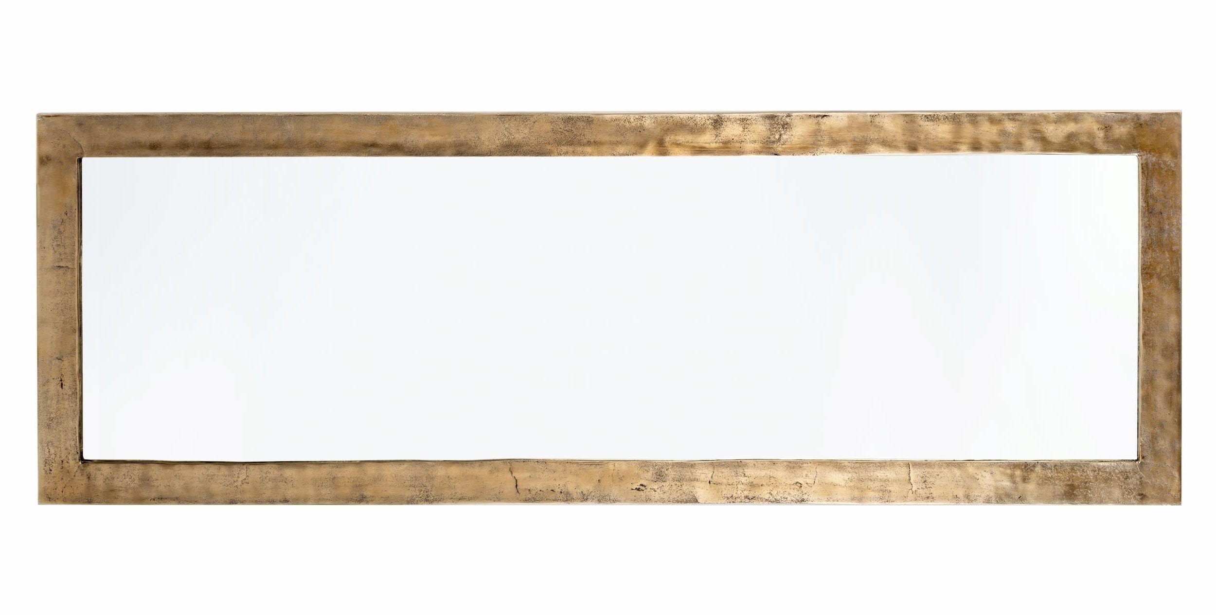 Oglinda decorativa cu rama din aluminiu, Amira Rectangle Auriu Antichizat, l150xH50 cm