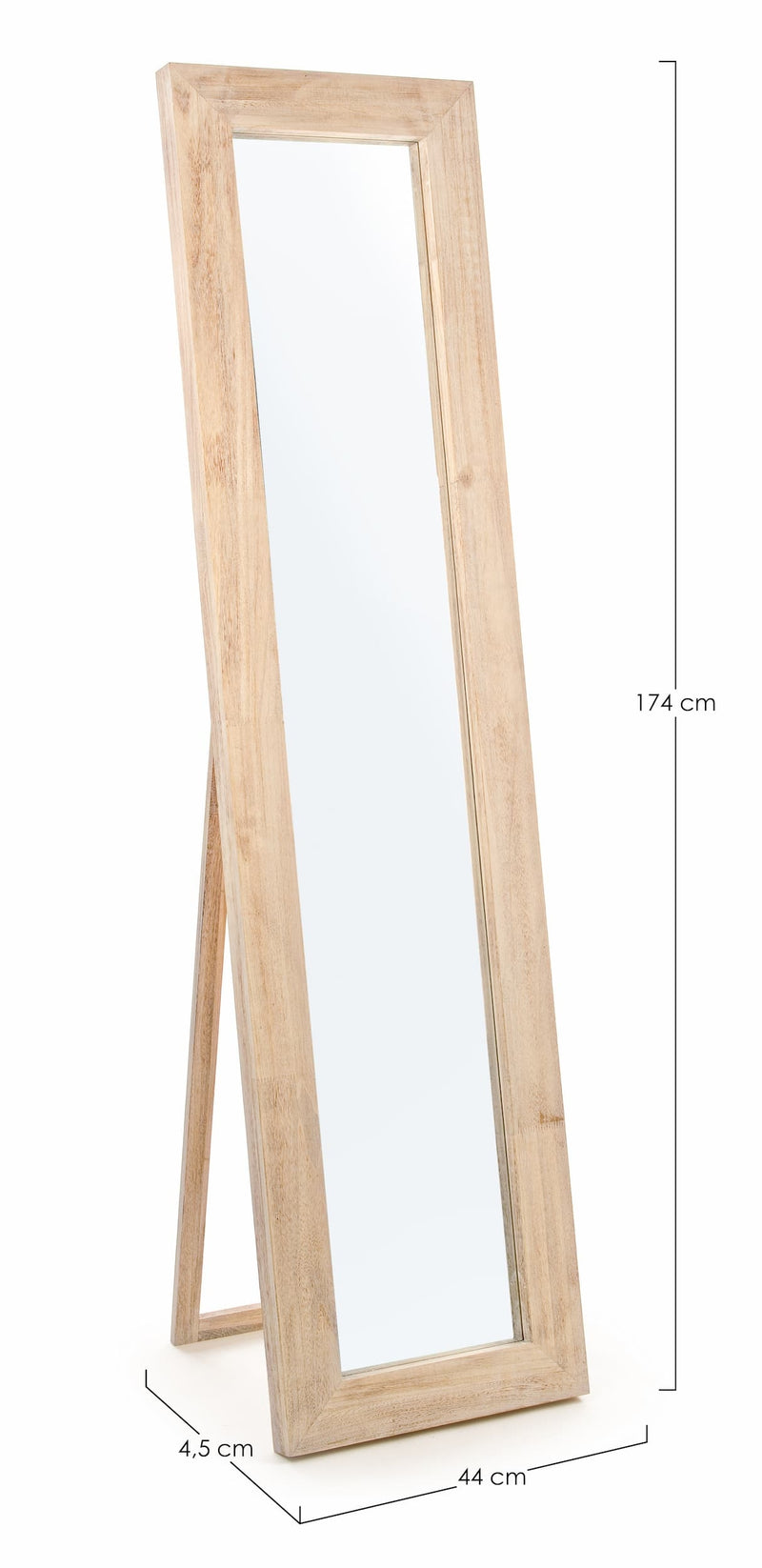 Oglinda decorativa de podea cu rama din lemn de Paulownia, Tiziano 2415 Rectangle ST Natural, l44xH174 cm (3)