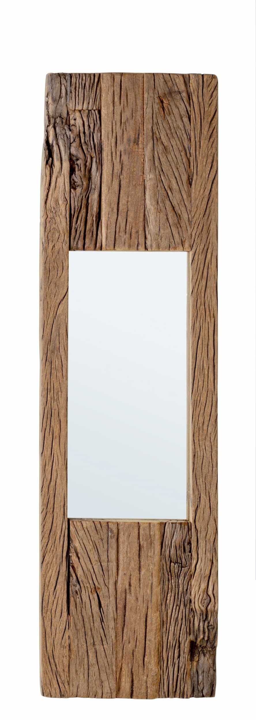 Oglinda decorativa cu rama din lemn reciclat, Rafter Small Natural, l25xH90 cm