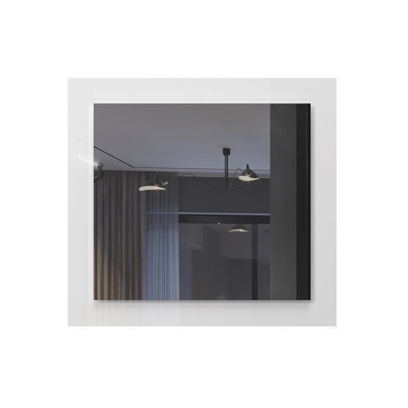 Oglinda decorativa cu rama din pal si LED inclus, Avis OG Alb, l76xH82 cm