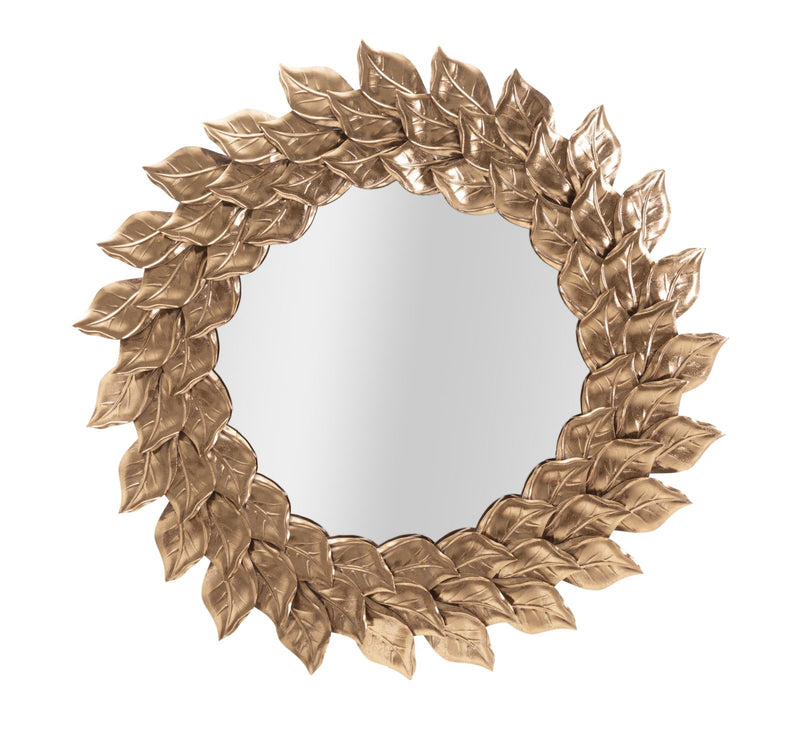 Oglinda decorativa cu rama metalica, Glam Petal Cupru, Ø73 cm