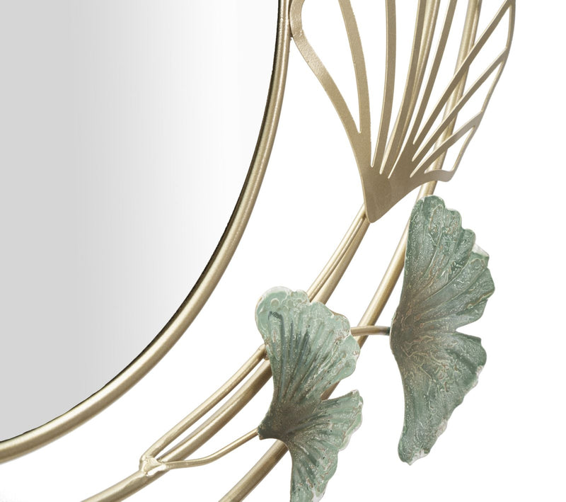 Oglinda decorativa cu rama metalica, Greenery Verde / Auriu, l80xH73,5 cm (4)