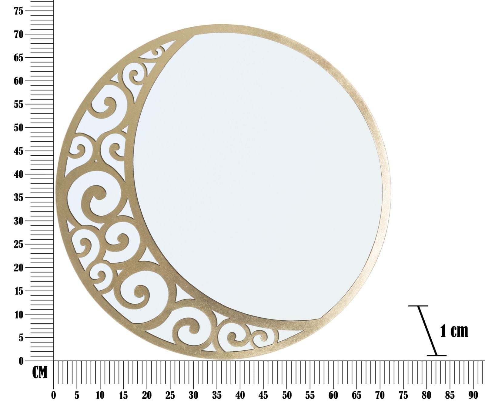 Oglinda decorativa cu rama metalica, Luna Astratta Auriu,  Ø72 cm (4)