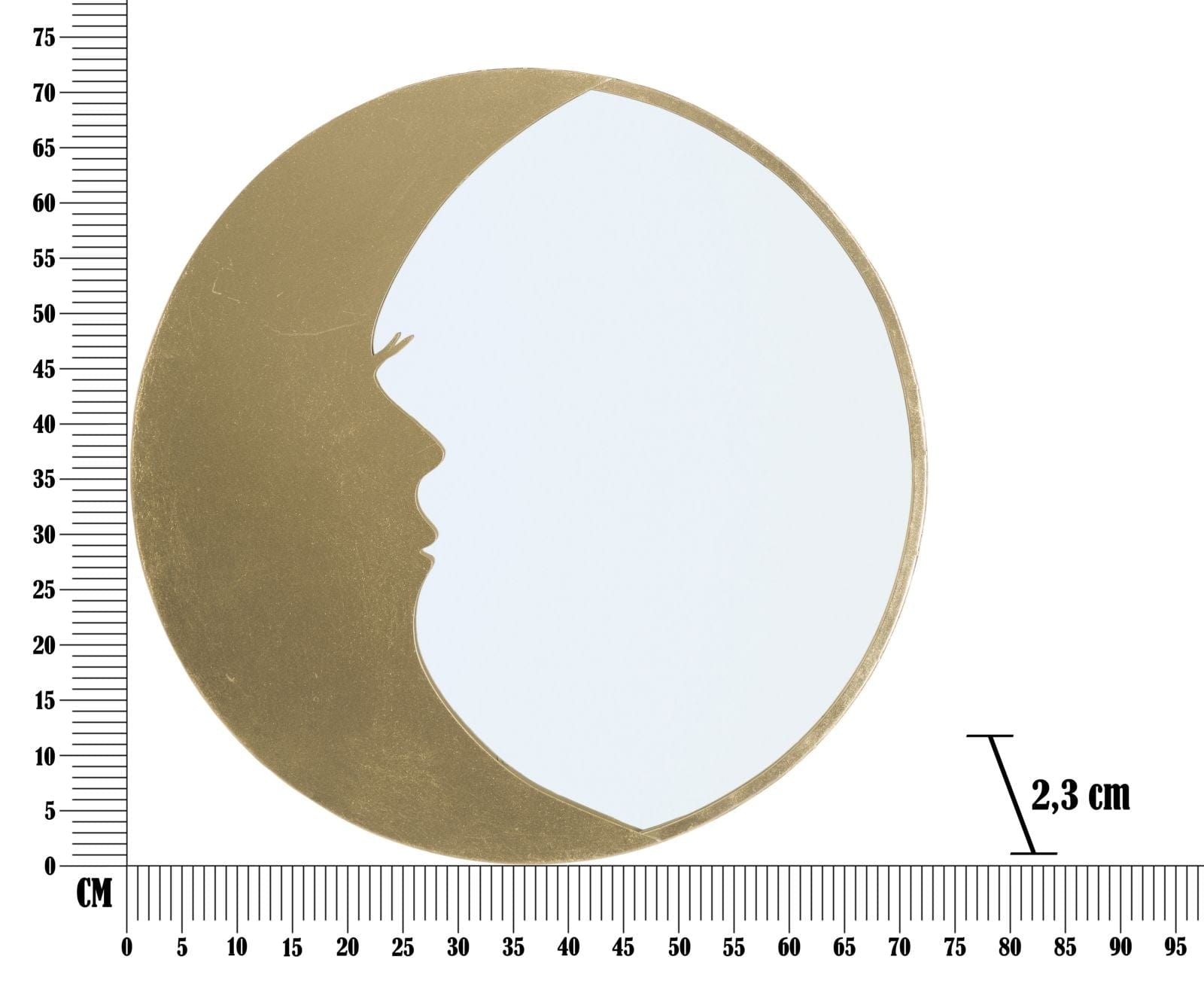Oglinda decorativa cu rama metalica, Moon Auriu, Ø72,5 cm (4)