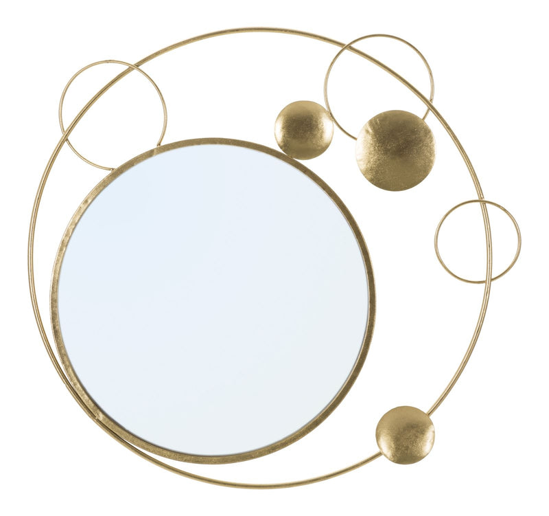 Oglinda decorativa cu rama metalica, Planet Auriu, l90xH83 cm