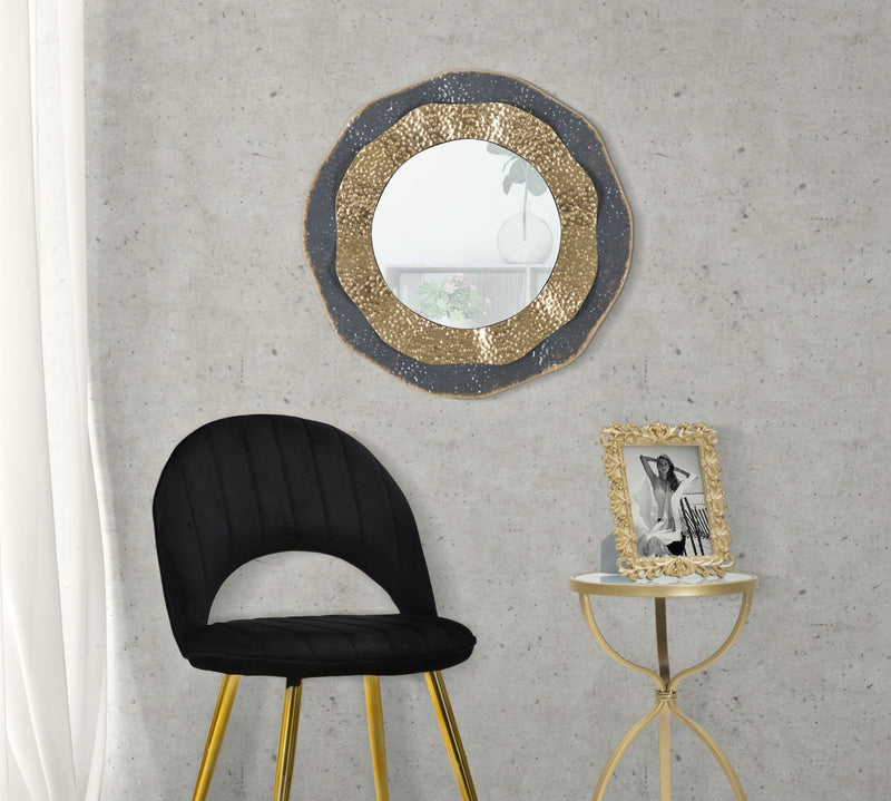 Oglinda decorativa cu rama metalica, Shai Dark Multicolor, Ø65,5 cm (1)