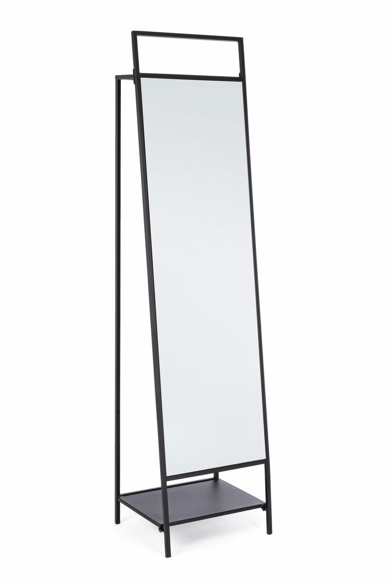 Oglinda decorativa de podea din metal si MDF, cu raft si cuier, Ekbal, l46xA39xH181,5 cm (1)