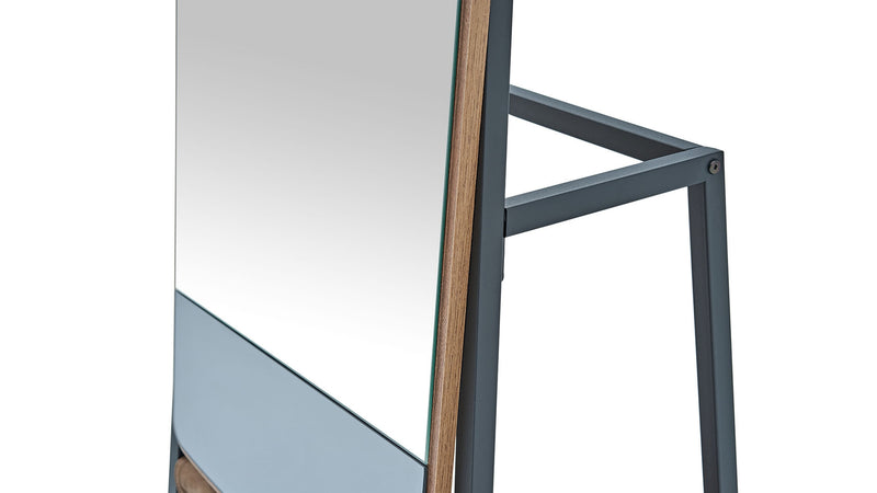 Oglinda decorativa de podea din pal si metal, Solid Tall Natural / Negru, l64xA41,6xH168,8 cm (3)