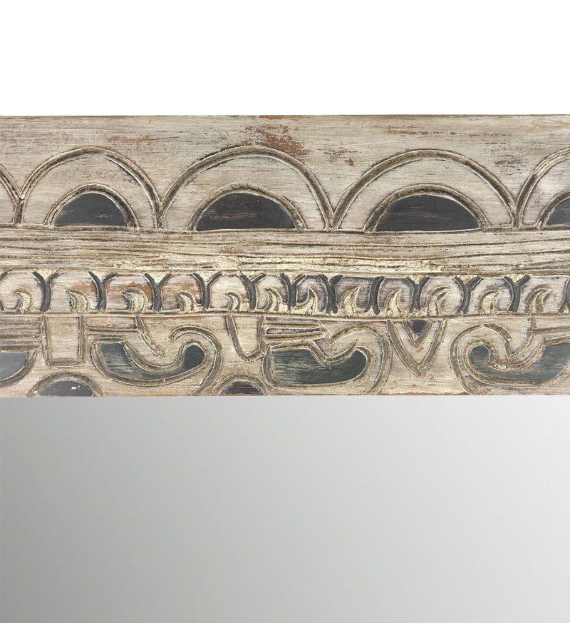 Oglinda decorativa din lemn de albasia, Ethnic Carved Natural, l80xH100 cm (2)