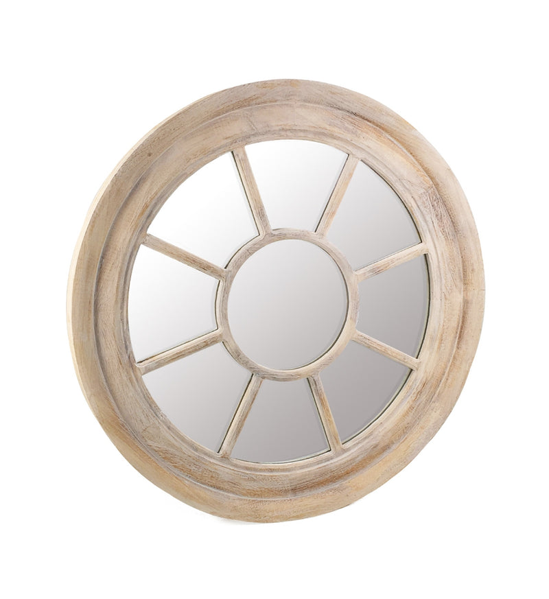 Oglinda decorativa din lemn de paulownia, Dakota Wheel Natural, Ø75 cm