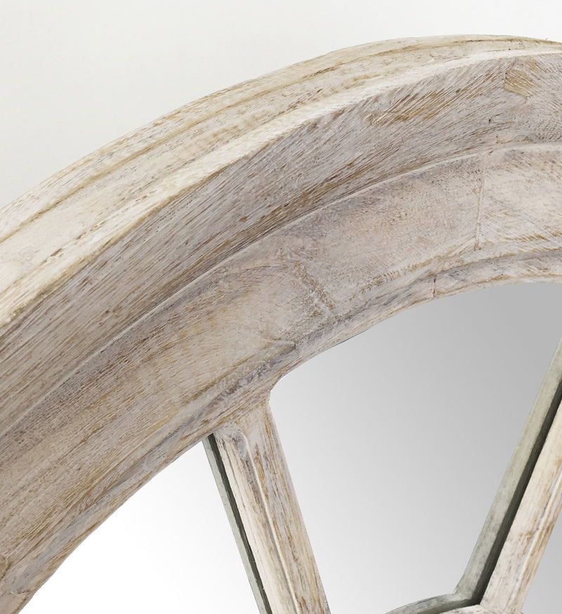 Oglinda decorativa din lemn de paulownia, Dakota Wheel Natural, Ø75 cm (2)