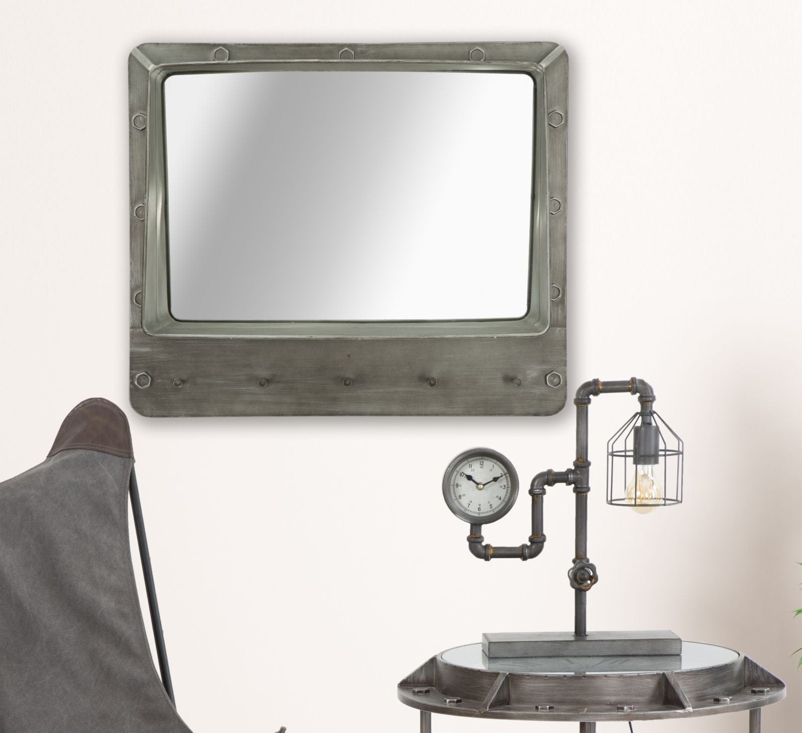 Oglinda decorativa din metal Bolt Gri inchis, l70xA19,5xH60 cm (7)