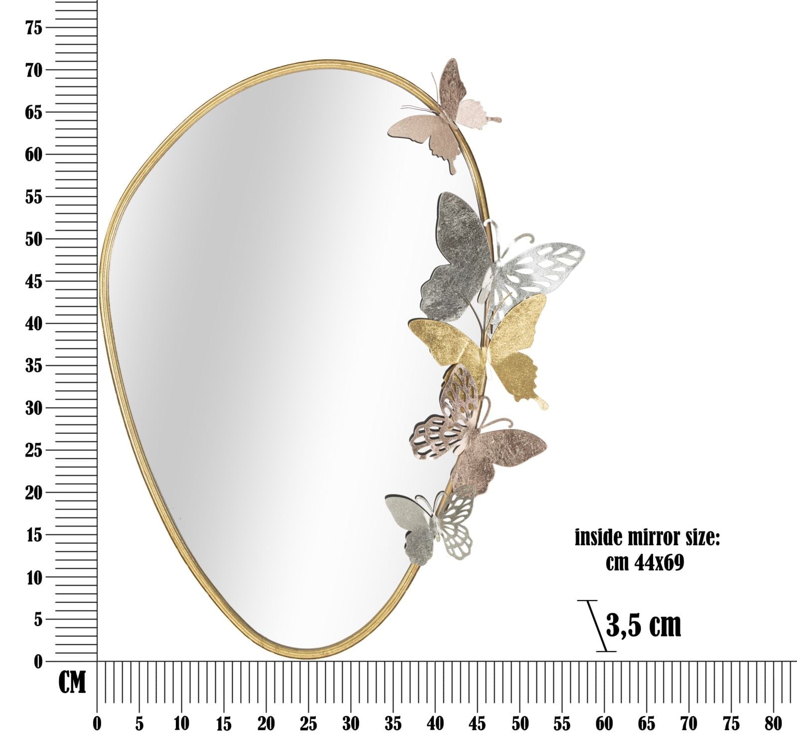 Oglinda decorativa din metal, Oval Auriu, l58,5xH71,5 cm (5)