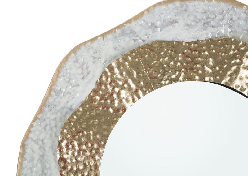 Oglinda decorativa din metal, Shai Light Auriu / Crem, Ø54,5 cm (2)